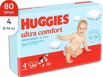 Huggies Ultra Comfort 4 для мальчиков (80 шт)
