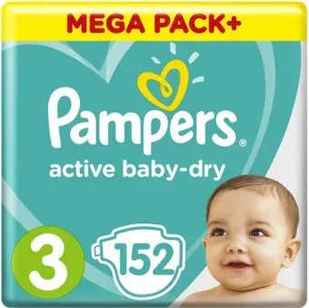 Pampers Active Baby-Dry 3 Midi Mega Pack (152 шт)