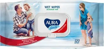 Aura для всей семьи с антибактериальным эффектом big-pack с крышкой (120 шт)
