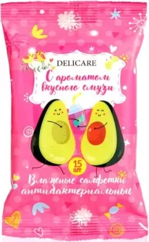 Delicare Авокадо Анибактериальные с ароматом вкусного смузи (15 шт)