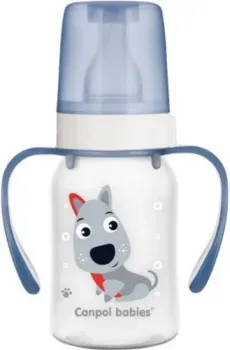 Canpol babies Cute Animals пластиковая с ручками 11/823 (120 мл, голубой)