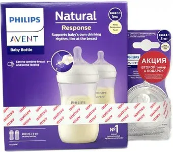 Philips Natural Response + Соска Natural Response 2 шт SCS100/09 (2x260 мл)