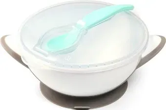 BabyOno Миска с присоской и ложкой 6м+ 1063 (серый)