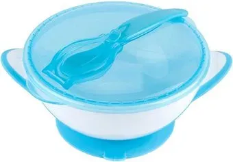 BabyOno Миска с присоской и ложкой 6м+ 1063 (синий)