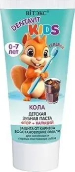 Витэкс Dentavit kids фтор + кальций защита от кариеса и восстановление эмали кола (65 г)