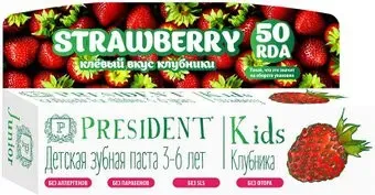 PresiDent Kids 3-6 со вкусом клубники без фтора 50 мл