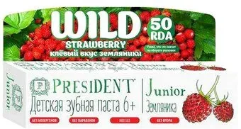 PresiDent Junior 6+ со вкусом земляники без фтора 50 мл