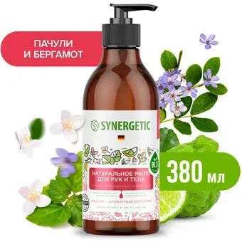 Synergetic Натуральное мыло Пачули и ароматный бергамот 380 мл