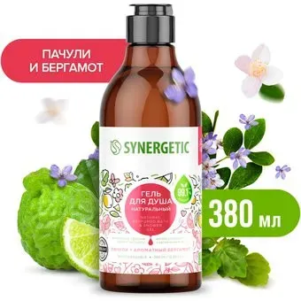 Synergetic Натуральный гель для душа Пачули и ароматный бергамот 380 мл