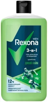 Rexona Гель для душа и умывания + шампунь 3 в 1 Дикий лайм 750 мл