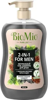 BioMio Гель-шампунь для мужчин 2 в 1 с эфирными маслами мяты и кедра 650 мл