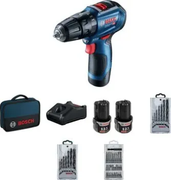 Bosch GSB 12V-30 Professional 06019G9101 (с 2-мя АКБ 2 Ач, набор оснастки, сумка)