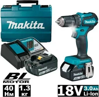 Makita DDF483RFE (с 2-мя АКБ, кейс)