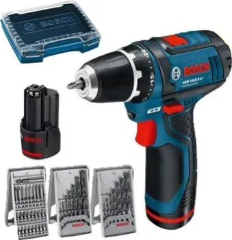 Bosch GSR 12V-15 Professional 0615990GD9 (с 2-мя АКБ, набор оснастки)