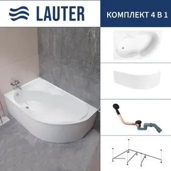 Lauter Geneva 170x105 2103170L (с каркасом, лицевым экраном и сифоном 21Y11021 матовый черный)