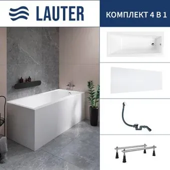 Lauter Versailles 150x75 21070050 (с ножками, лицевым экраном и сифоном 21Y31002 белый)