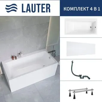 Lauter Seraphina 170x80 2112170R (с ножками, лицевым экраном и сифоном 21Y31002 белый)