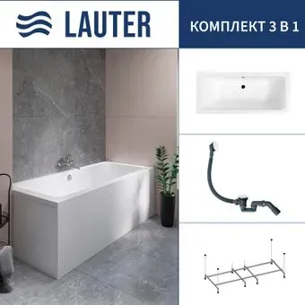 Lauter Olympia 180x80 21100080 (с каркасом и сифоном 21Y31002 белый)