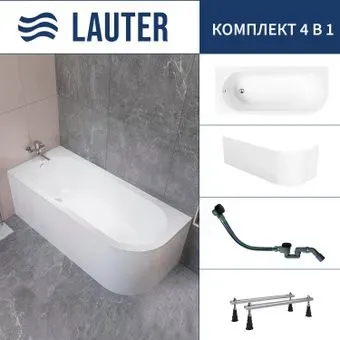 Lauter Monaco 170x72.5 2113170L (с ножками, лицевым экраном и сифоном 21Y32001 матовый черный)