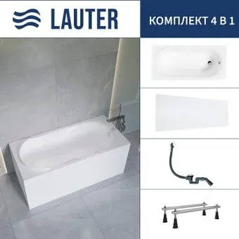 Lauter Celeste 170x75 21060075 (с ножками, лицевым экраном и сифоном 21Y31002 белый)