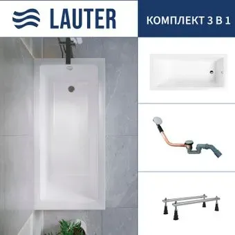Lauter Athena 170x80 21090080 (с ножками и сифоном 21Y11020 хром)