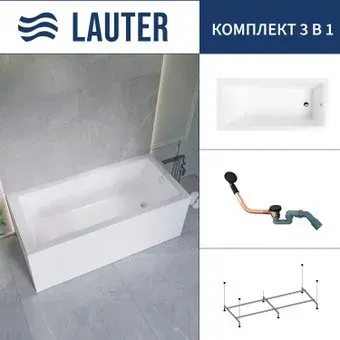 Lauter Athena 170x80 21090080 (с каркасом и сифоном 21Y11021 матовый черный)