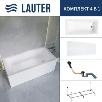 Lauter Athena 170x80 21090080 (с каркасом, лицевым экраном и сифоном 21Y11021 матовый черный)