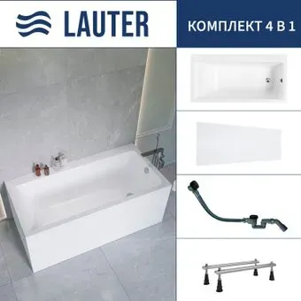 Lauter Seraphina 170x80 2112170R (с ножками, лицевым экраном и сифоном 21Y32001 матовый черный)