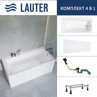 Lauter Seraphina 170x80 2112170R (с ножками, лицевым экраном и сифоном 21Y11021 матовый черный)