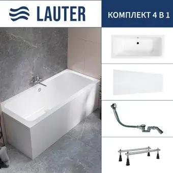 Lauter Olympia 170x75 21100075 (с ножками, лицевым экраном и сифоном 21Y32000 хром)
