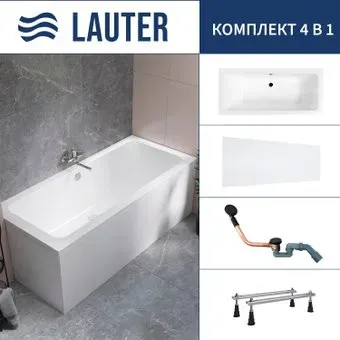 Lauter Olympia 170x75 21100075 (с ножками, лицевым экраном и сифоном 21Y11021 матовый черный)