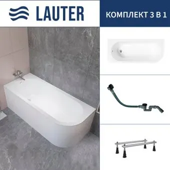 Lauter Monaco 170x72.5 2113170L (с ножками и сифоном 21Y32001 матовый черный)