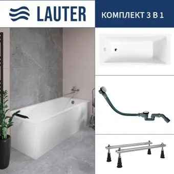 Lauter Aurora 140x70 21010040 (с ножками и сифоном 21Y32002 белый)
