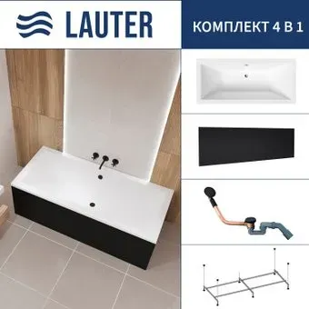 Lauter Oasis 170 21203070 (с каркасом, лицевым экраном черного цвета и сифоном 21Y11021 матовый черный)