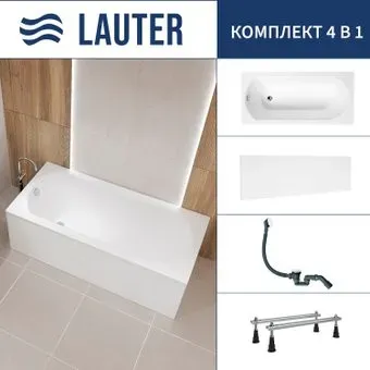Lauter Haven 170 21202007 (с ножками, лицевым экраном белого цвета и сифоном 21Y31002 белый)