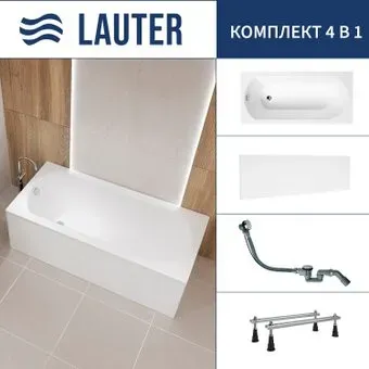 Lauter Haven 170 21202007 (с ножками, лицевым экраном белого цвета и сифоном 21Y32000 хром)