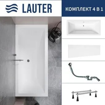 Lauter Oasis 170 21203070 (с ножками, лицевым экраном белого цвета и сифоном 21Y32000 хром)