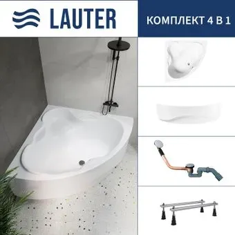 Lauter Riviera 150x150 21050150 (с ножками, лицевым экраном и сифоном 21Y11020 хром)