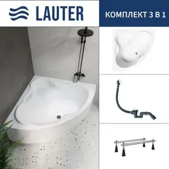 Lauter Riviera 150x150 21050150 (с ножками и сифоном 21Y31002 белый)