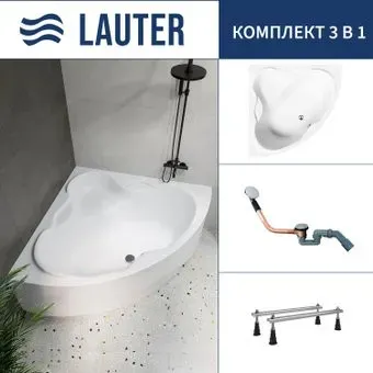 Lauter Riviera 150x150 21050150 (с ножками и сифоном 21Y11020 хром)