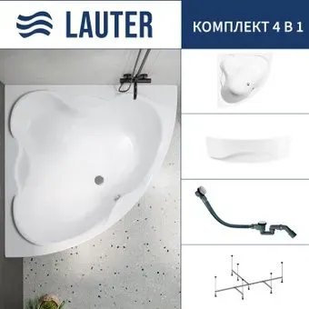 Lauter Riviera 150x150 21050150 (с каркасом, лицевым экраном и сифоном 21Y32002 белый)