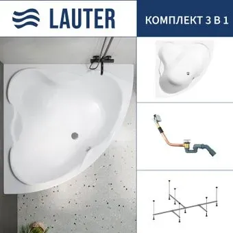 Lauter Riviera 140x140 21050140 (с каркасом и сифоном 21Y11010 хром)