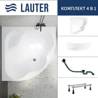 Lauter Majestica 150x150 21040150 (с ножками, лицевым экраном и сифоном 21Y32001 матовый черный)