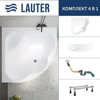 Lauter Majestica 150x150 21040150 (с ножками, лицевым экраном и сифоном 21Y11020 хром)