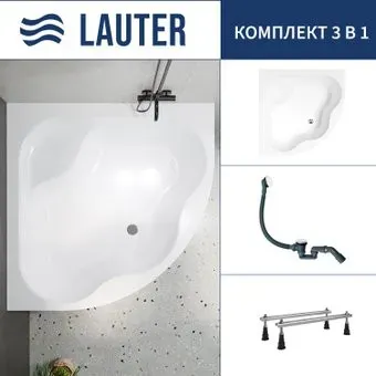 Lauter Majestica 150x150 21040150 (с ножками и сифоном 21Y31002 белый)