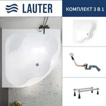Lauter Majestica 150x150 21040150 (с ножками и сифоном 21Y11020 хром)