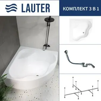 Lauter Majestica 150x150 21040150 (с каркасом и сифоном 21Y32000 хром)