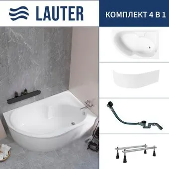 Lauter Geneva 170x105 2103170R (с ножками, лицевым экраном и сифоном 21Y32001 матовый черный)