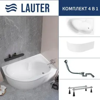 Lauter Geneva 170x105 2103170R (с ножками, лицевым экраном и сифоном 21Y32000 хром)
