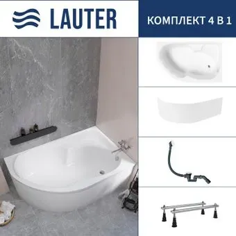 Lauter Geneva 170x105 2103170R (с ножками, лицевым экраном и сифоном 21Y31002 белый)